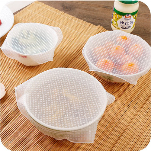 Food Reusable Silicone Stretch Cling Film Saran Wrap Kitchen Microwave Oven Fridge Seal Bowl Cover Pad Kitchen Tools