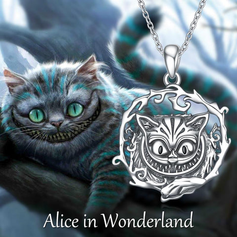 Sterling Silver Alice In Wonderland Cheshire Cat Necklace Jewelry