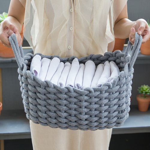 Nordic Wind Hand-woven Thick Cotton Rope Storage Basket