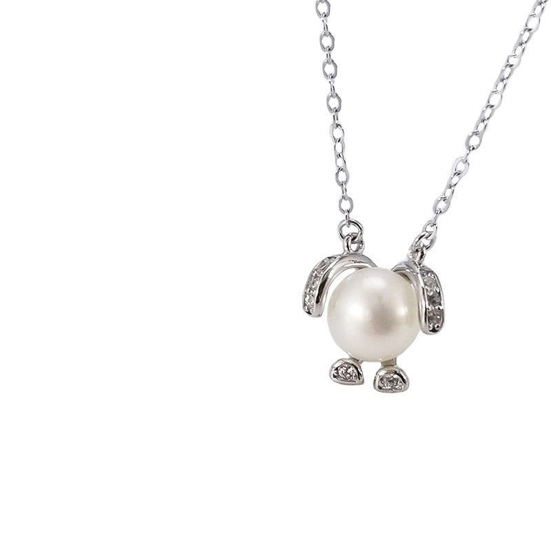 Sterling silver ring necklace creative pearl