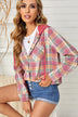 Plaid Drawstring Hooded Shirt Jacket