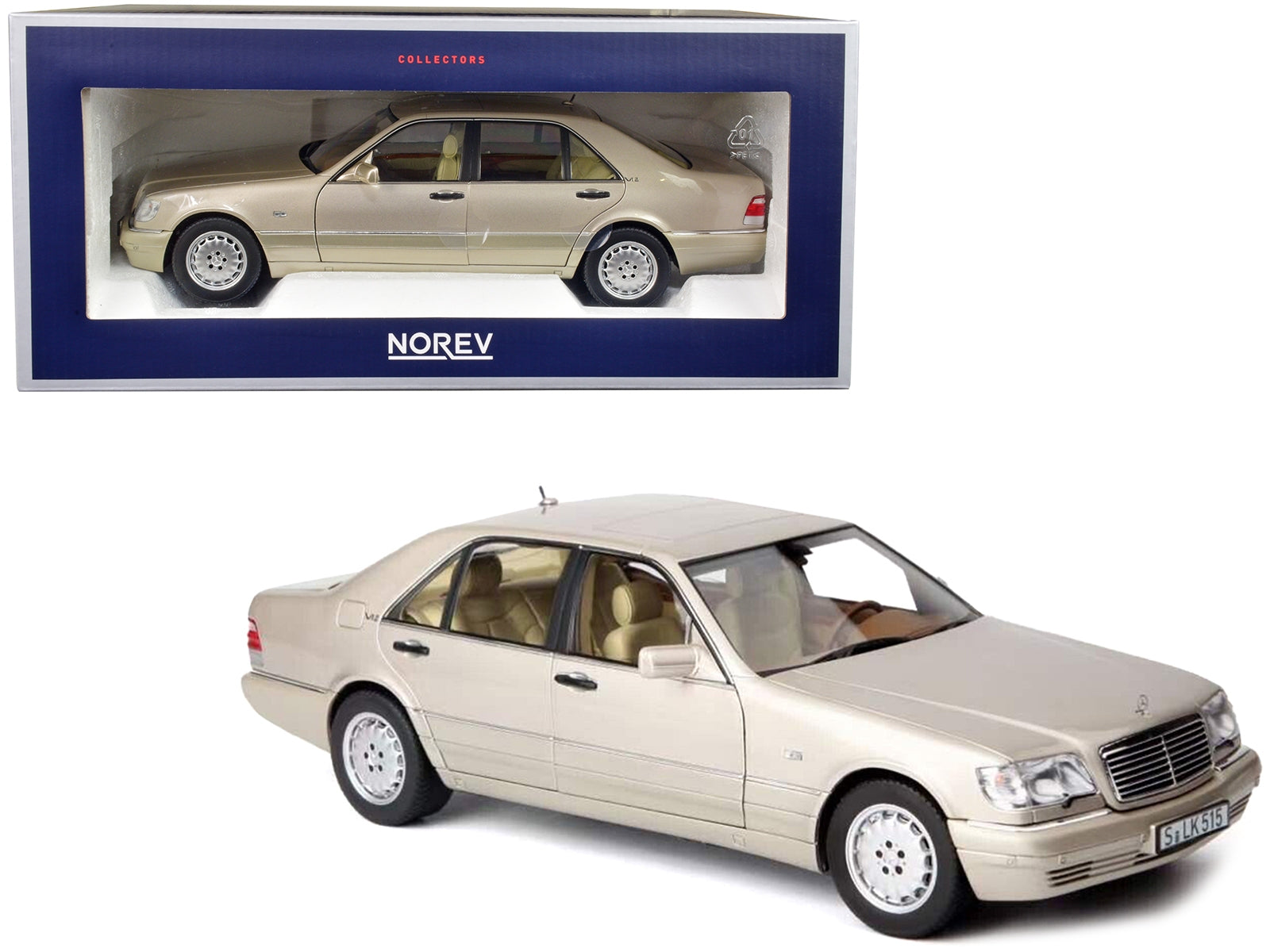 1997 Mercedes-Benz S600 Smoke Silver Metallic 1/18 Diecast Model Car by Norev - Minihomy