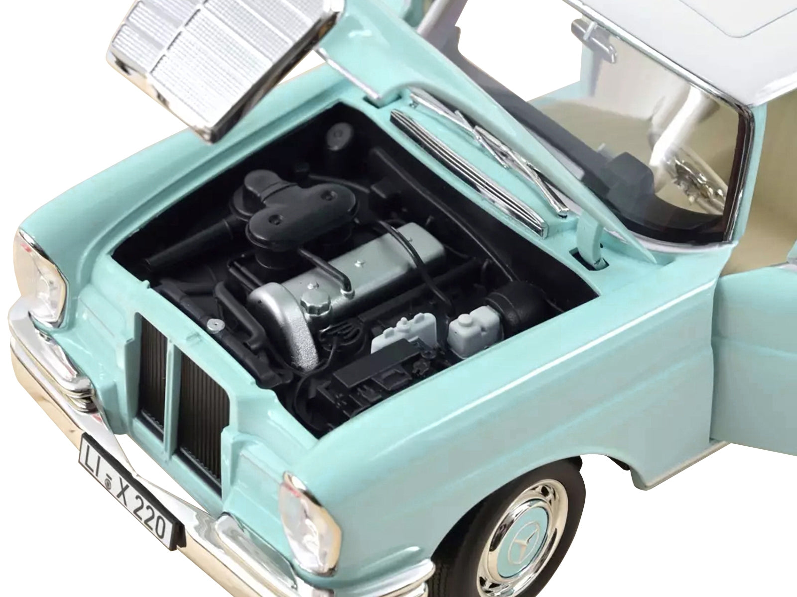 1965 Mercedes-Benz 220 S Light Blue with White Top 1/18 Diecast Model Car by Norev - Minihomy