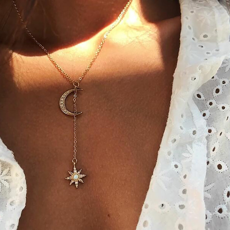 Personality Retro Moon Sun Women's Necklace