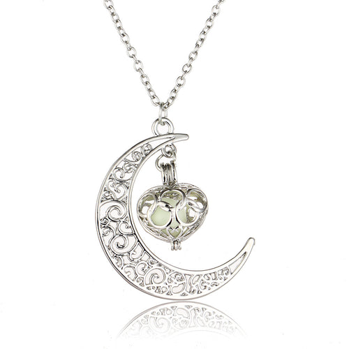Hollow Moon & Heart Choker Necklace