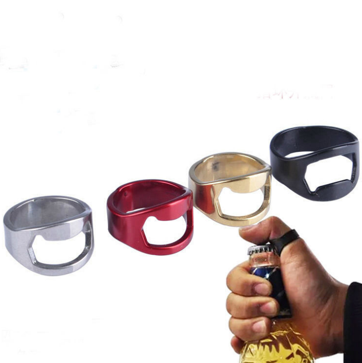 Four Colors Stainless Steel Finger Ring Ring-Shape Beer Bottle Opener for Beer Bar Tool