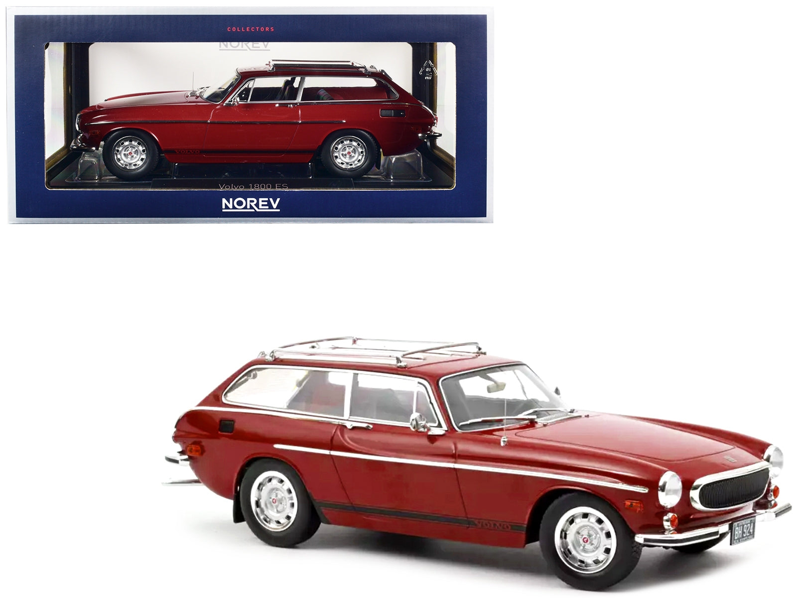 1972 Volvo 1800 ES (US Version) Red with Black Stripes 1/18 Diecast Model Car by Norev - Minihomy