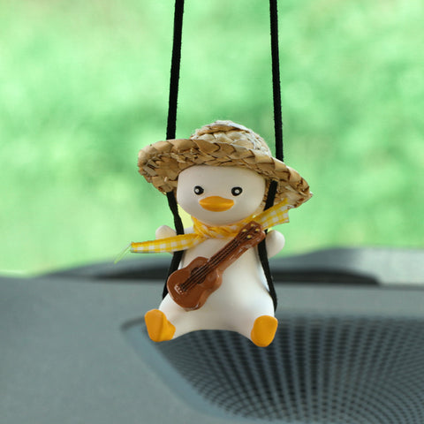 Car Pendant Cute Anime Little Duck Swing Auto Rearview Mirror Hanging Ornaments Interior Decoraction Accessories