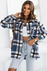 Plaid Dropped Shoulder Pocket Shacket - Minihomy