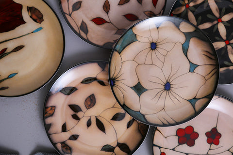 Floral round ceramic dinner plate