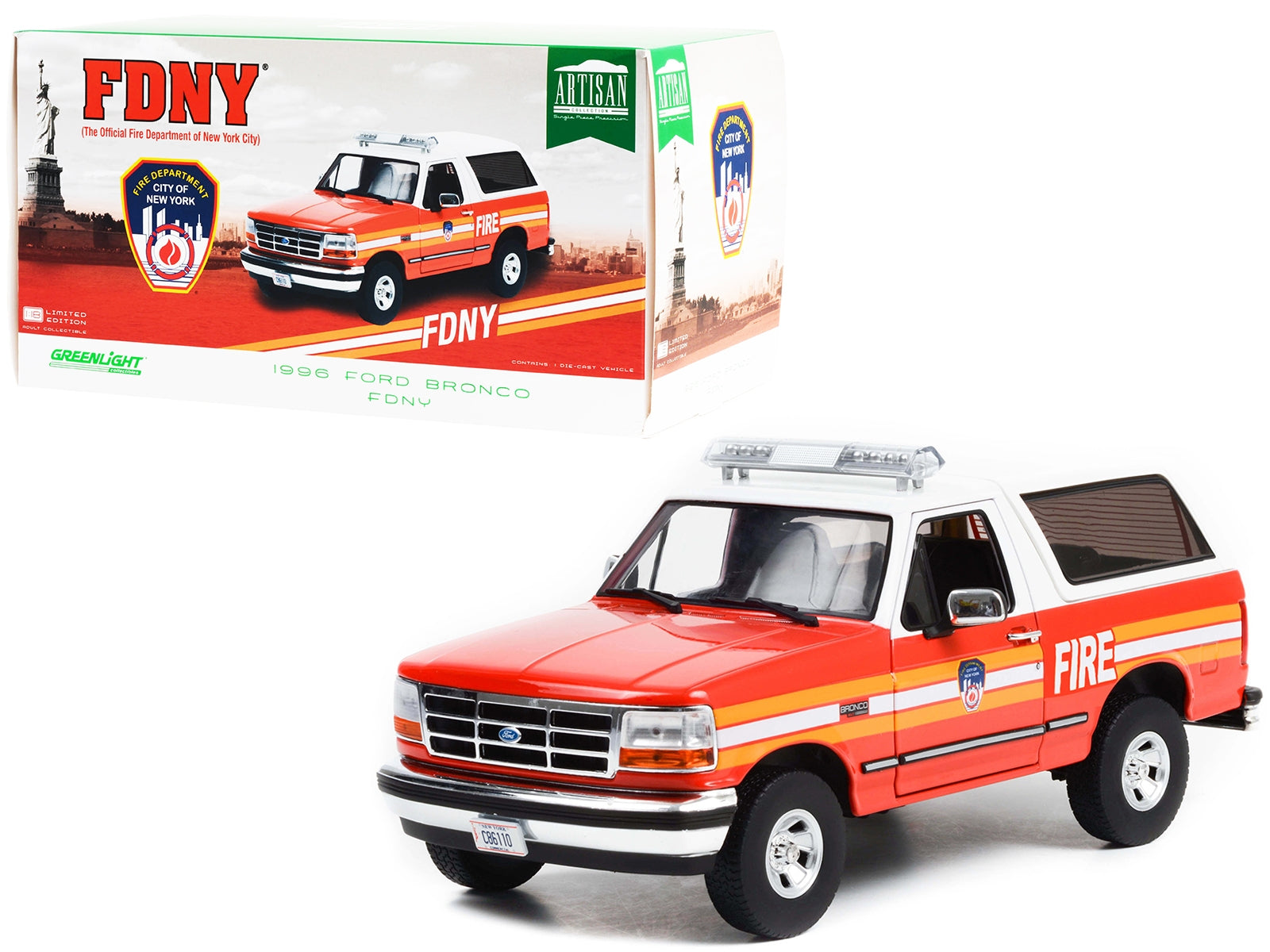 1996 Ford Bronco Police Red and White FDNY (The Official Fire Department the City of New York) - Minihomy