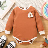 Baby Contrast Trim Waffle-Knit Long Sleeve Bodysuit - Minihomy