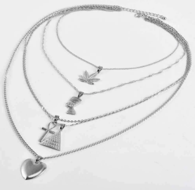 Pyramid Love Pendant Multilayer Necklace