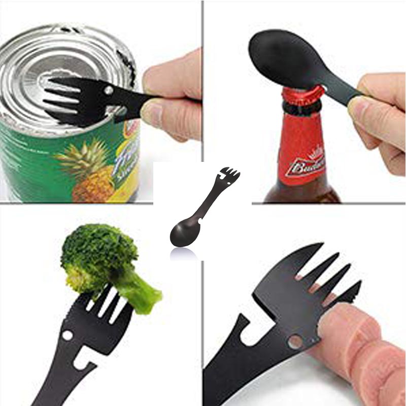 Tableware Multitool Bottle Stainless Steel Cutlery Flatware Utensil Fork Can Opener Spork Picnic Multi Tool