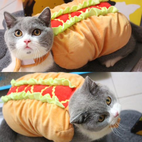 Pet Dog and Cat Costume, Cute Hot Dog Sandwich Costume, Funny Hot Dog Clothes, Cat Costume