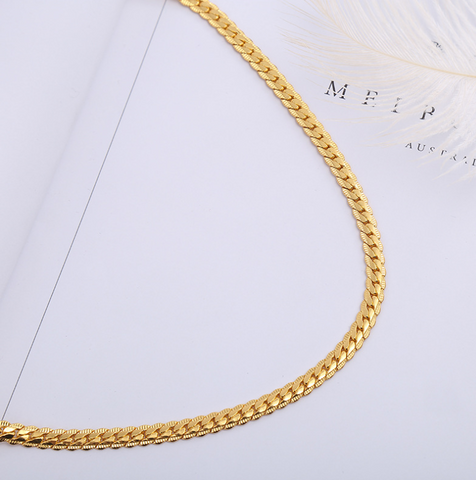 Men Necklace Gold Tone Snake Chain
