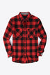 Plaid Button Front Long Sleeve Shirt with Breast Pockets - Minihomy