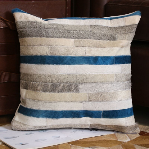 Cowhide stitching pillow