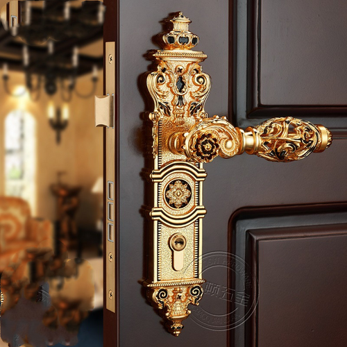 Wooden Door Lock Handle Lock Room Door Lock European Luxury Style Villa Lock