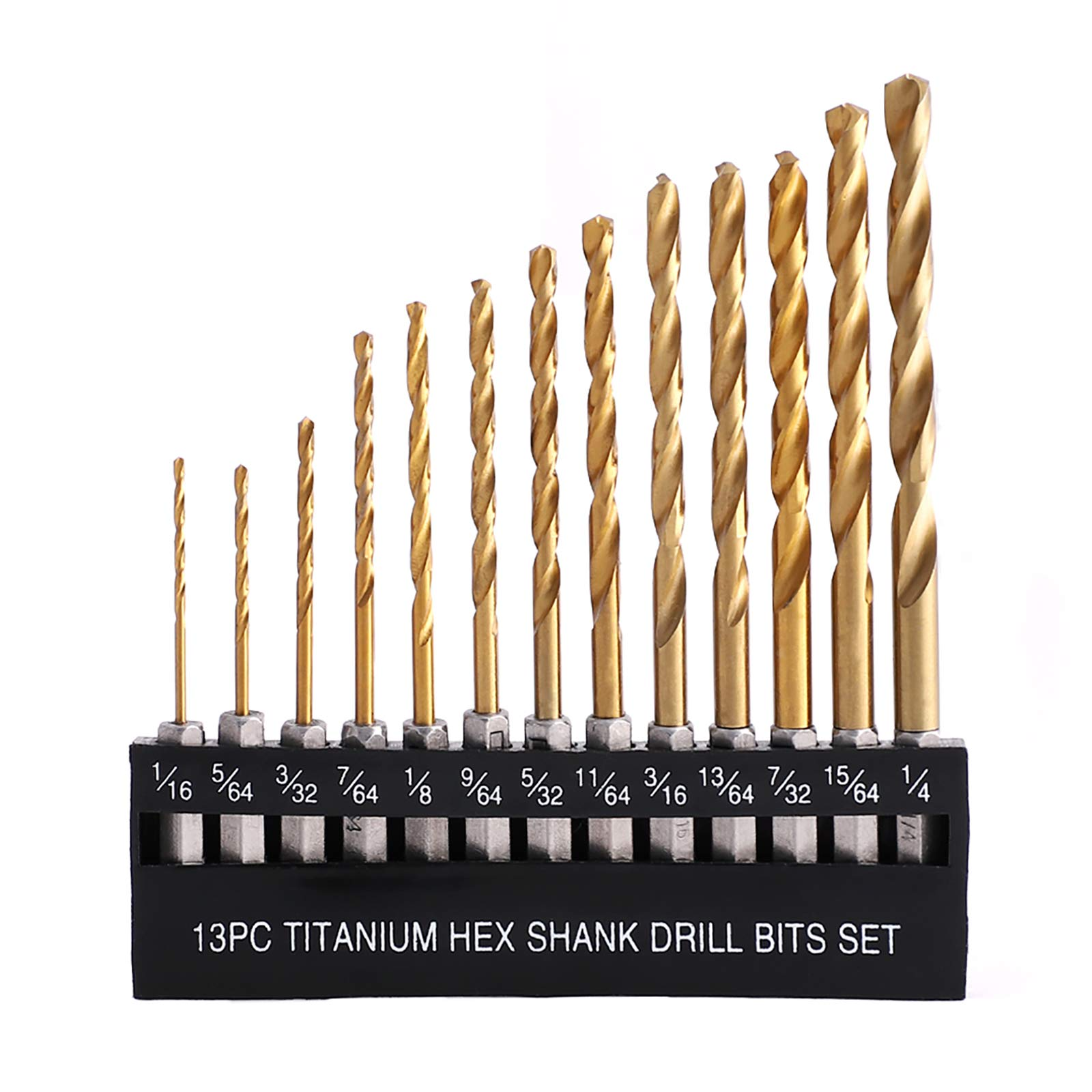 Fitt Externally Cooled High-Speed Steel Twist Drill 13 Sets, Hard Hexagonal Shank Titanium-Plated Wear-Resistant Drill Set