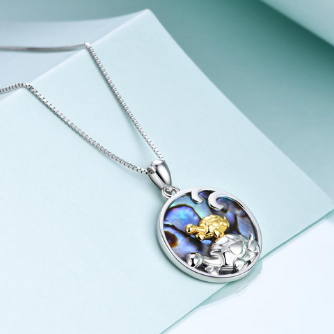 Turtle Necklace Sterling Silver Mother and Child Sea Turtle Pendant Tortoise Jewelry