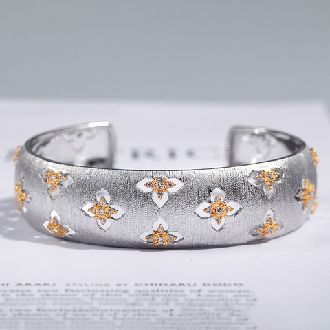 Clover Bracelet Palace Court S925 Silver Plated Elegant Narrow Bracelet Female Jewelry