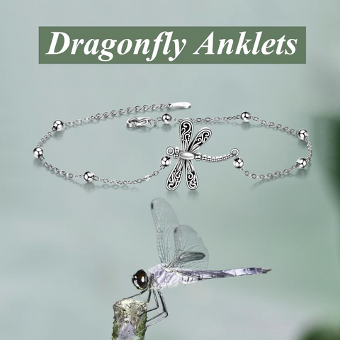 Dragonfly Anklet Sterling Silver Dragonfly Ankle Bracelet Dragonfly Jewelry for Women Gifts