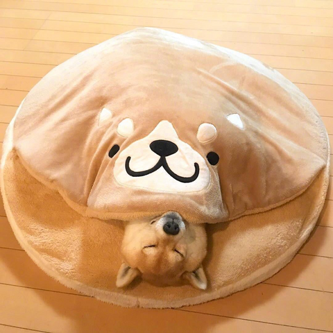 Japanese net red creative copper  firewood dog pet nest cartoon short plush round cat dog mat