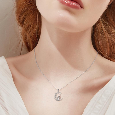Celtic Moon Pendant Necklace Gifts for Girlfriend Sterling Silver