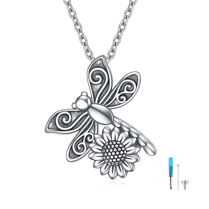 Dragonfly Cremation Necklace Jewelry for Ashes Sterling Silver for Women