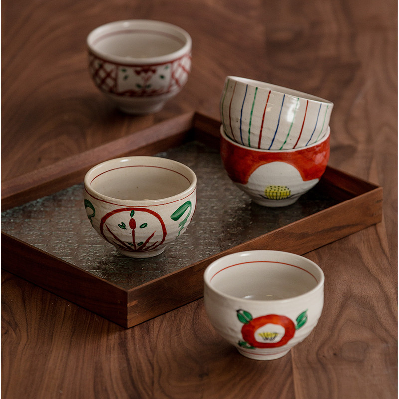 Japanese Style Household Handmade Ceramic Rice Bowl Hand-painted Pattern