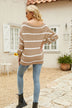 Striped Rib-Knit Off-Shoulder Sweater - Minihomy