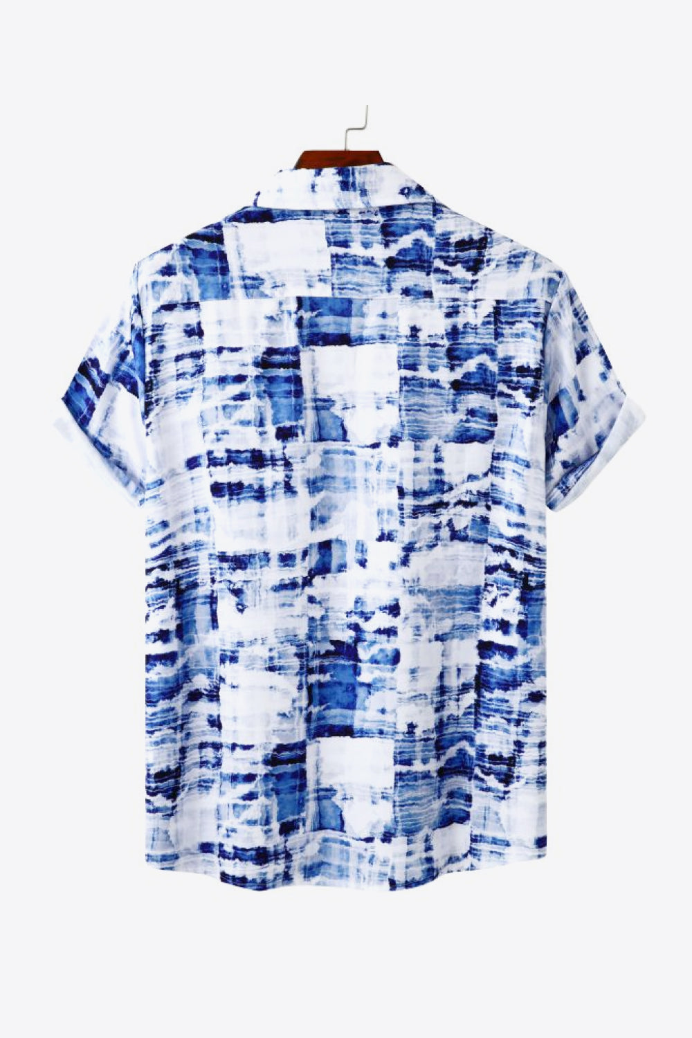 Full Size Printed Button-Up Short Sleeve Shirt