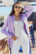 American Bazi Full Size Distressed Button Down Denim Jacket in Lavender - Minihomy