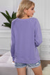 Round Neck Raglan Sleeve Exposed Seam Sweatshirt - Minihomy