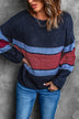 Color Block Boat Neck Dropped Shoulder Sweater - Minihomy