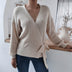 Rib-Knit Lantern Sleeve Wrap Sweater