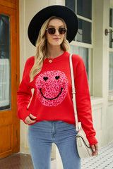 Smiley Face Graphic Dropped Shoulder Sweater