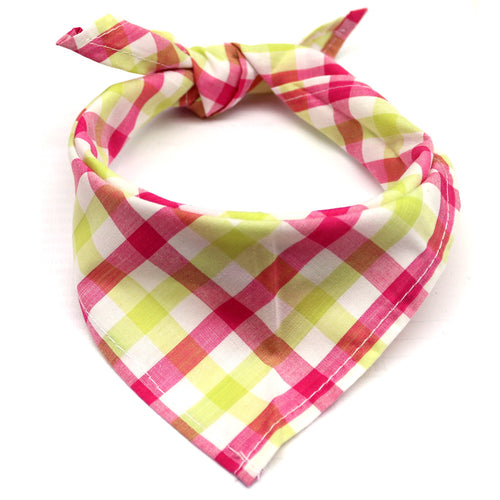 Pet Dog And Cat Plaid Cotton Triangle Scarf