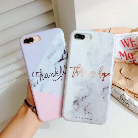 Compatible With Thin Matte PC Case For 8 7 Plus Marble Stone Cover For Ax XR X 6 6S Plus Letter Hard Cases