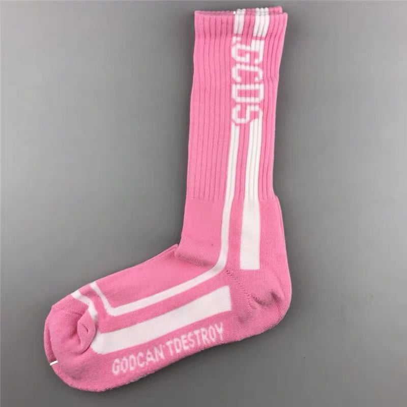 Pure cotton high-top letter socks