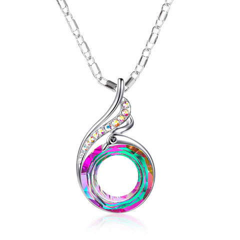 Colorful crystal peacock gradient clavicle chain
