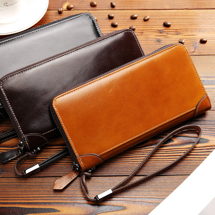 Men's Leather Clutch Wallet - Slim & Stylish Business Card Holder