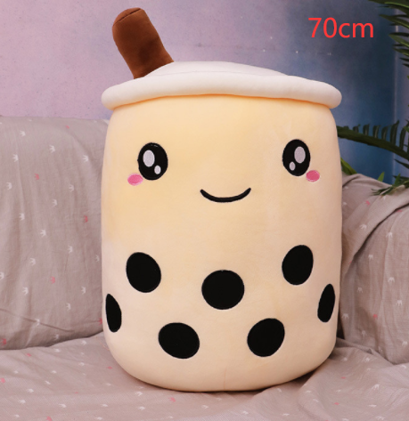 Cute Fruit Drink Plush Stuffed Soft Strawberry Milk Boba Tea Plush