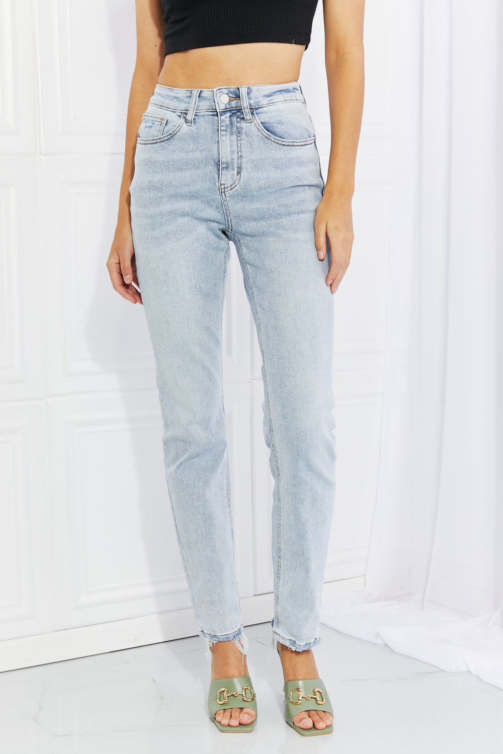 Lovervet Full Size Raw Hem High-Waisted Jeans
