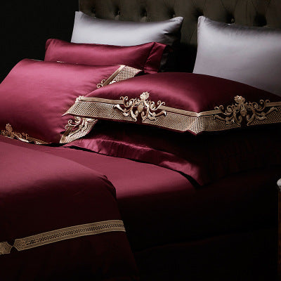 Luxury four-piece cotton embroidered bridal bed