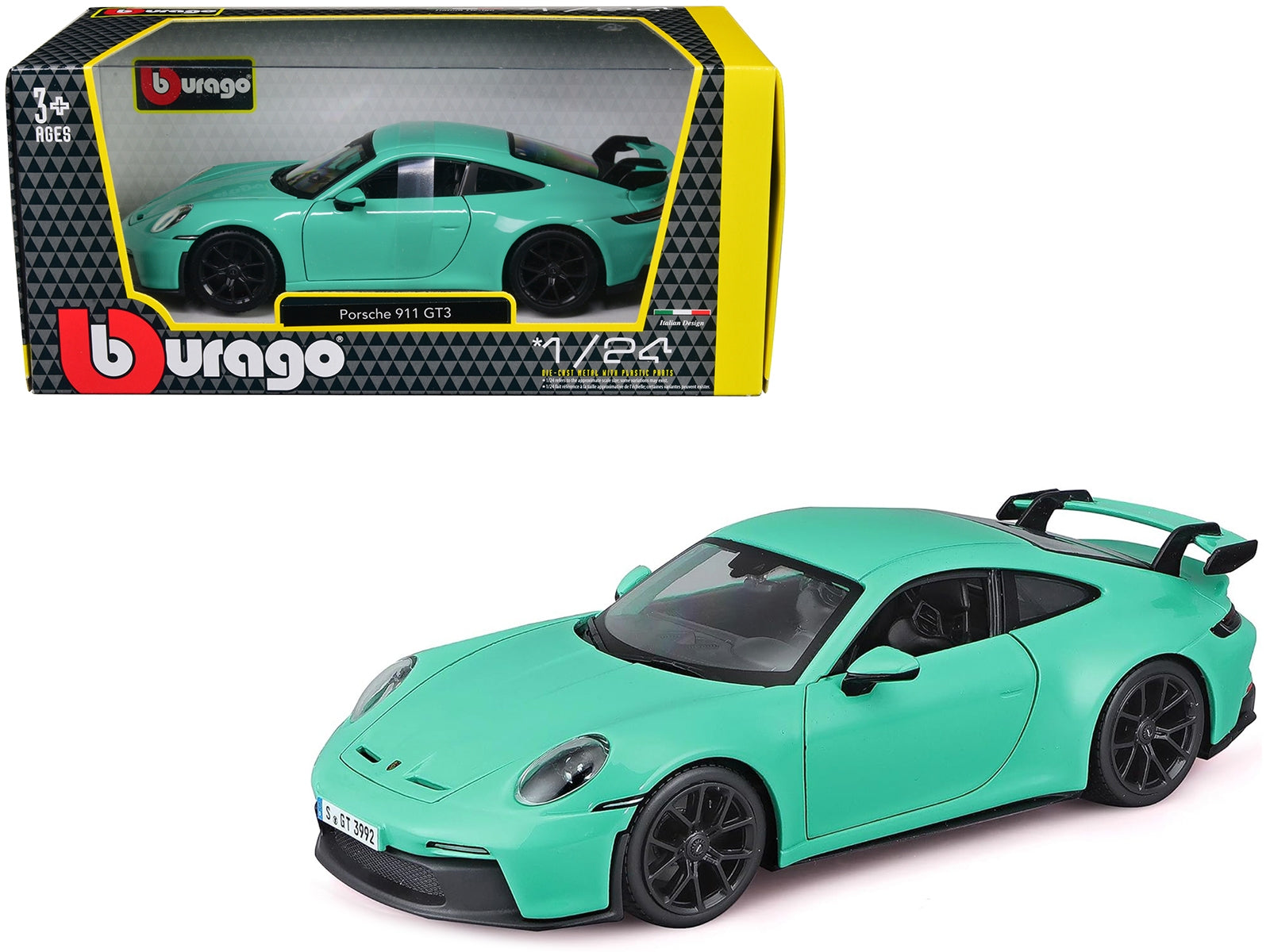 Porsche 911 GT3 Light Green 1/24 Diecast Model Car by Bburago - Minihomy