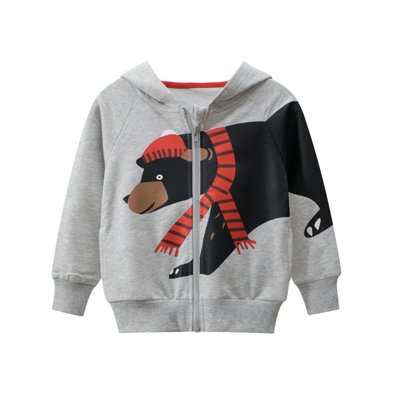 Children's Hoodie Clothes Kids Boys Girls Cotton Zipper Dinosaur Cartoon Coat Casual Sweatshirt
