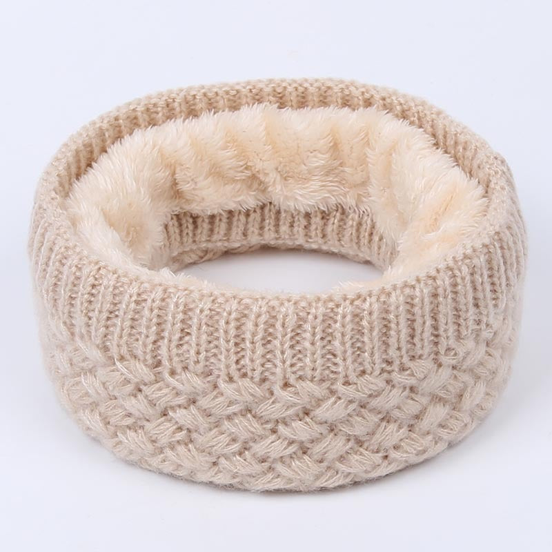 Winter warm men and women solid color wool knit plus velvet thick collar