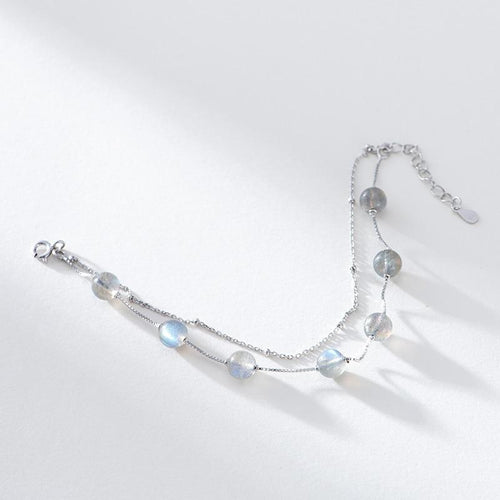 Moonstone Silver Charm Bracelet